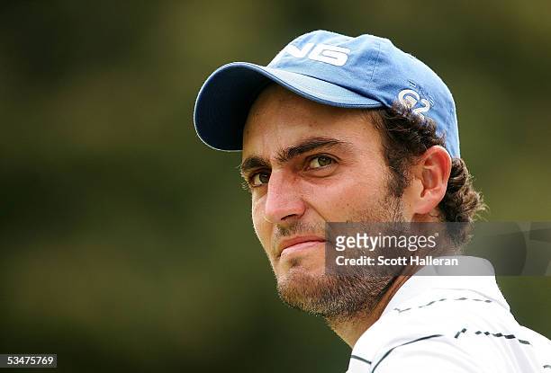 Edoardo Molinari of Italy waits on a green during his championship match with Dillon Dougherty on August 28, 2005 at the 2005 U.S. Amateur at Merion...
