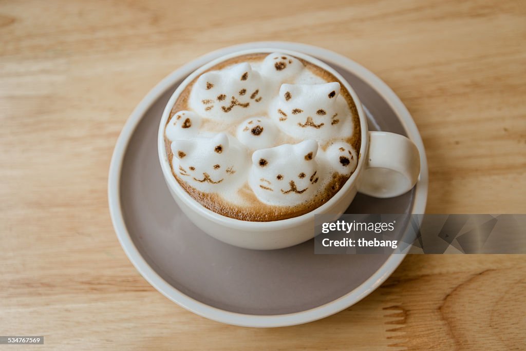 Coffee latte art 3D CATS