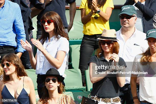 Nolwenn Leroy and Audrey Marnay attend the French Tennis Open Day 6 at Roland Garros on May 27, 2016 in Paris, France.