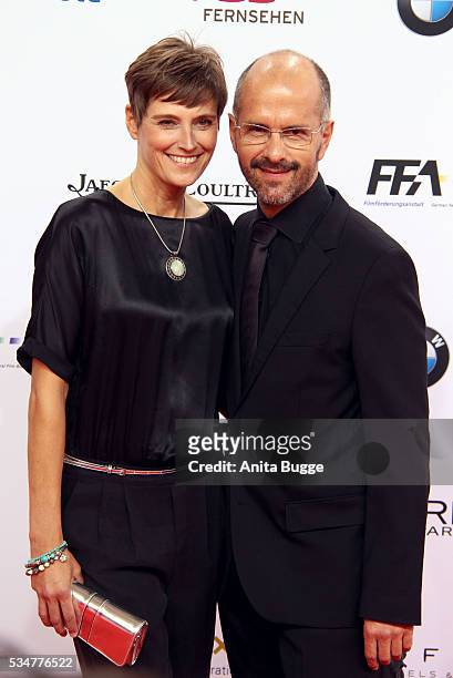 Christoph Maria Herbst and his wife Gisi Herbst attend the Lola - German Film Award on May 27, 2016 in Berlin, Germany.
