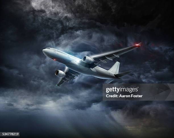 aircraft in storm - storm stock illustrations