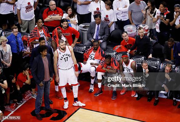 Toronto Raptors Bench The Toronto Raptors bench reacts against the Cleveland Cavaliers in ...