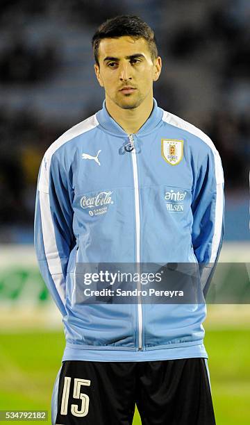 Matias Vecino of Uruguay looks on prior an international friendly match between Uruguay and Trinidad & Tobago at Centenario Stadium on May 27, 2016...