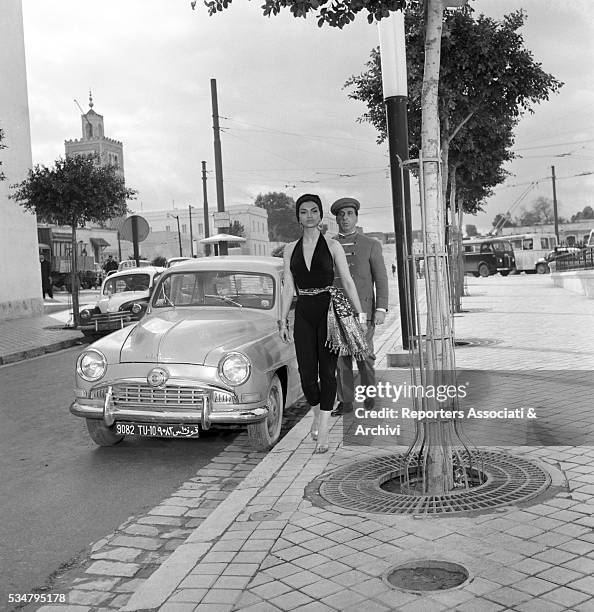 Cuban actress Chelo Alonso acting in Tunisi top secret. Italy, 1959