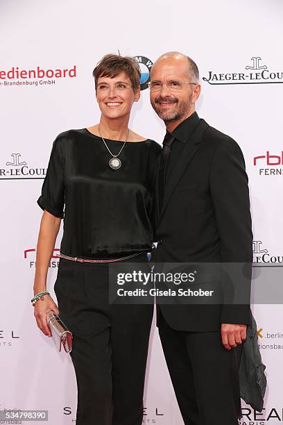 Christoph Maria Herbst and his wife Gisi Herbst attend the Lola - German Film Award 2016 on May 27, 2016 in Berlin, Germany.