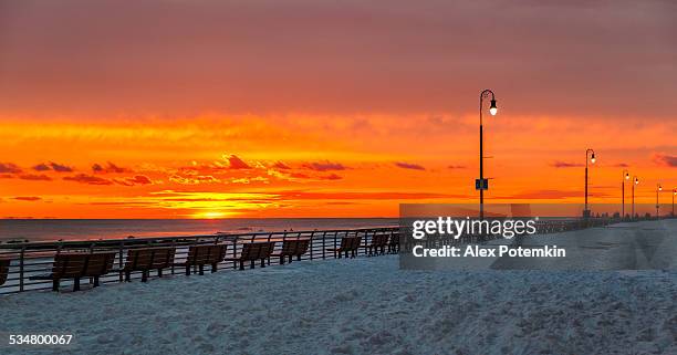 the sunset at the long beach - long beach new york stock pictures, royalty-free photos & images