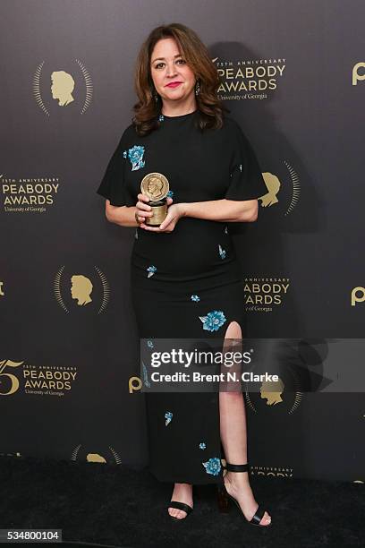 Official recipient for "What Happened, Miss Simone", Director Liz Garbus poses for photographs in the press room during the 75th Annual Peabody...