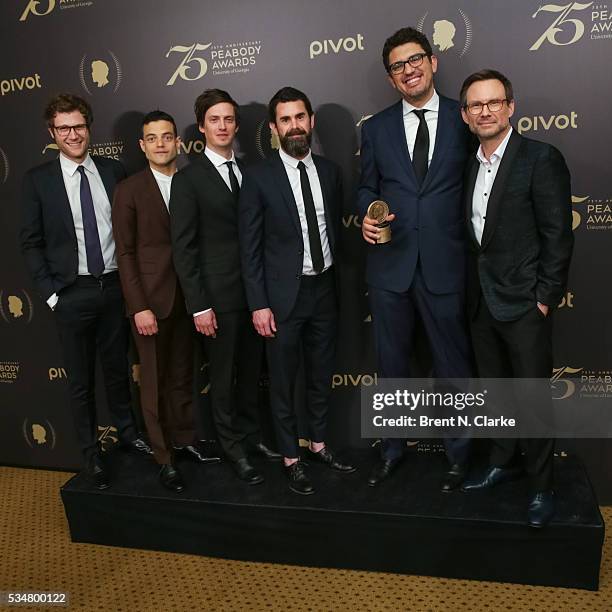 Official recipients for "MR. ROBOT", writer Adam Penn, actor Rami Malek, writer/co-executive producer Kyle Bradstreet, executive producer Chad...