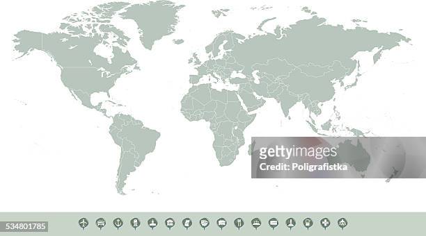 hight detailed divided world map - world map and detailed stock illustrations
