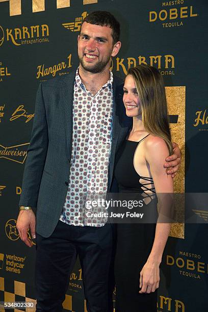 Indianapolis Colts Quarterback Andrew Luck and his girlfriend Nicole Pechanec attends The 2016 Maxim Party at Indy 500, produced by Karma...