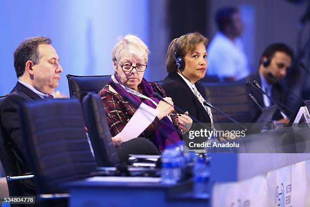 Assistant Secretary-General for General Assembly and Conference Management Catherine Pollard and Belgian Minister of State Annemie Neyts-Uyttebroeck...