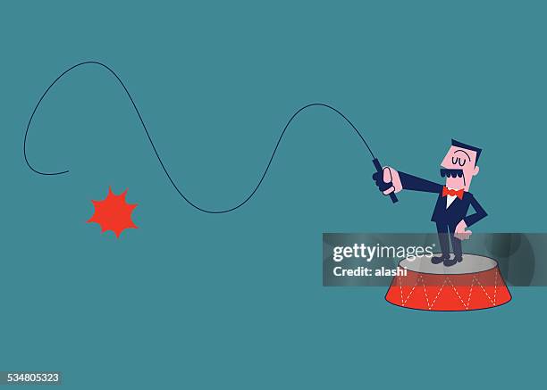 chef hält eine peitsche - dompteur stock-grafiken, -clipart, -cartoons und -symbole