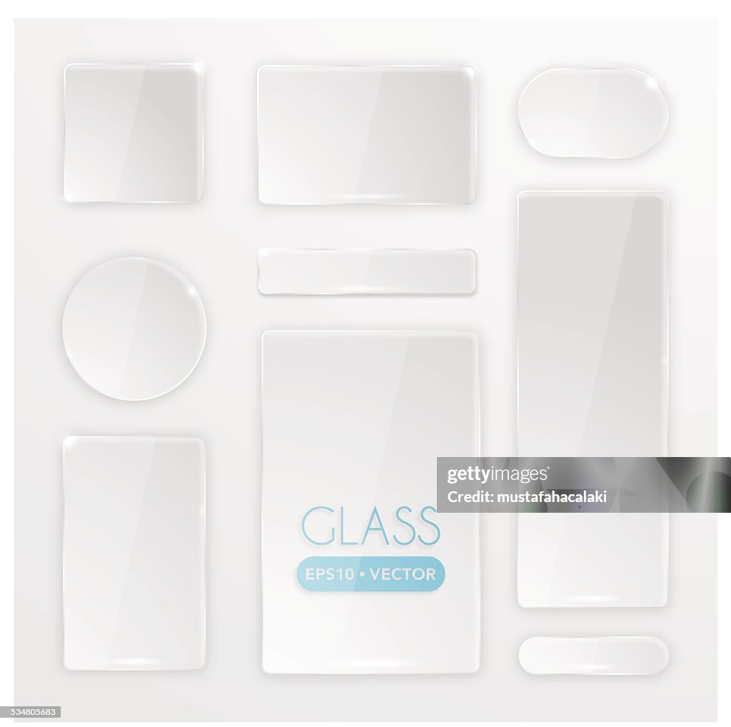 Transparent glass buttons set