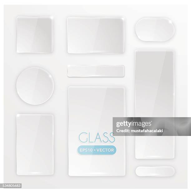 transparent glass buttons set - rectangle 幅插畫檔、美工圖案、卡通及圖標