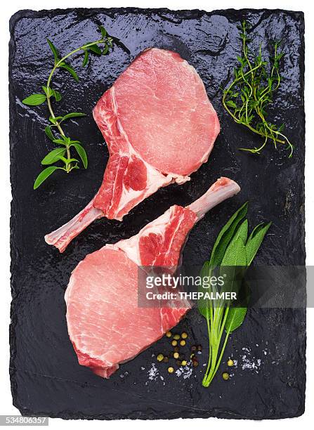 bone-in pork chops - cut of meat stock pictures, royalty-free photos & images