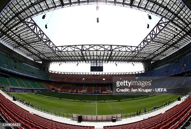 General stadium view ahead of the UEFA Champions League Final match between Athletico Madrid and Real Madrid at Stadio Giuseppe Meazza on May 28,...