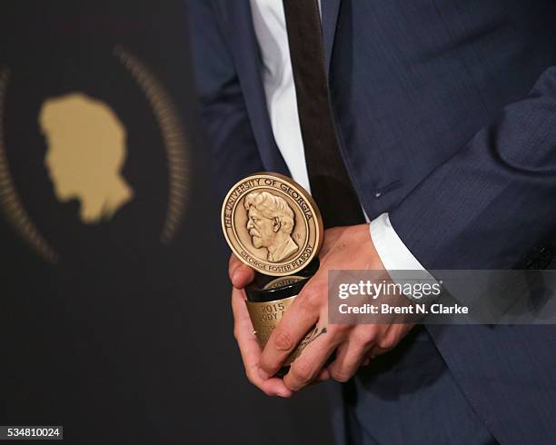 Detail view of the Peabody Award for "Beasts of No Nation" is seen in the press room during the 75th Annual Peabody Awards Ceremony held at Cipriani...