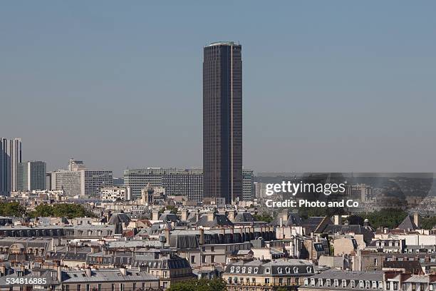 paris rooftops  the montparnasse tower - tour montparnasse stock pictures, royalty-free photos & images