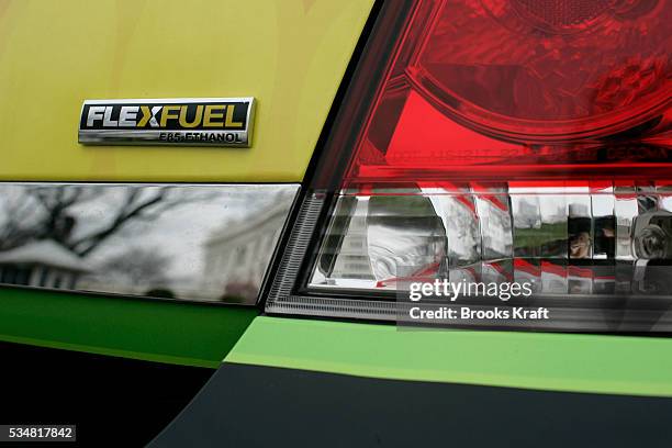 An alternative fuel vehicle sits on display on the South Lawn of the White House. President George W. Bush inspected alternative fuel vehicles from...