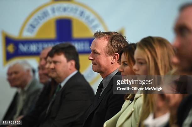 Antrim , Northern Ireland - 28 May 2016; Michael O'Neill, Northern Ireland manager, during a EURO2016 squad announcement in Titanic Quarter, Belfast,...