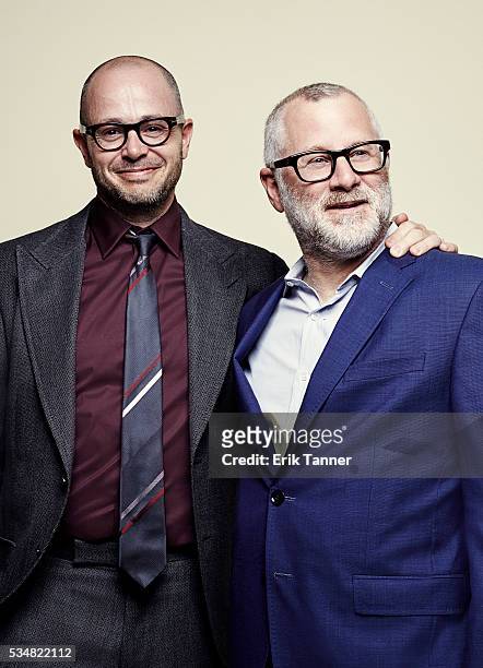 'The Leftovers' creators Damon Lindelof and Tom Perrotta pose for a portrait at the 75th Annual Peabody Awards Ceremony at Cipriani, Wall Street on...