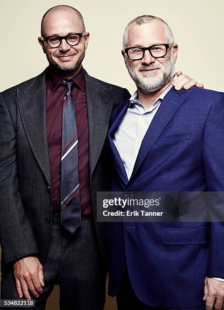 'The Leftovers' creators Damon Lindelof and Tom Perrotta pose for a portrait at the 75th Annual Peabody Awards Ceremony at Cipriani, Wall Street on...