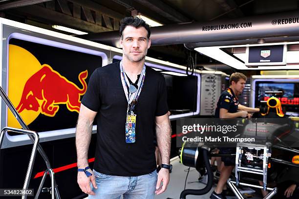 Mike Phillips, rugby player, outside the Red Bull Racing garage ahead of qualifying for the Monaco Formula One Grand Prix at Circuit de Monaco on May...