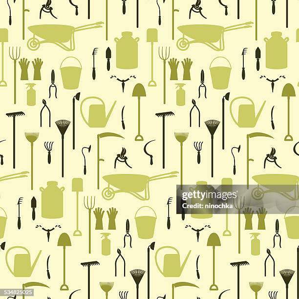 gardening pattern - hand fork stock illustrations