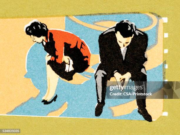 couple in a disagreement - divorce stock illustrations