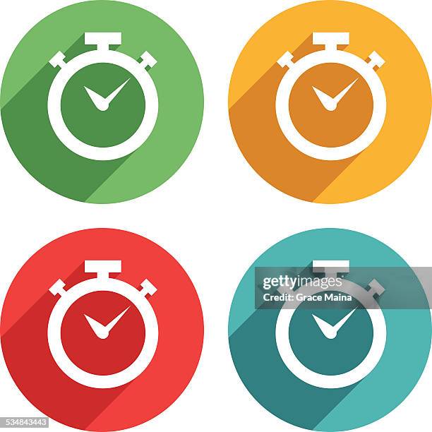 stopwatch icon - vector - clock is ticking stock illustrations