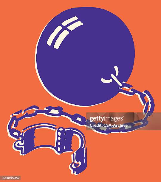 ball and chain - prison stock illustrations