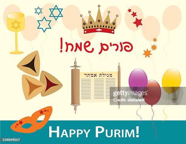 purim holiday icon set - purim stock illustrations