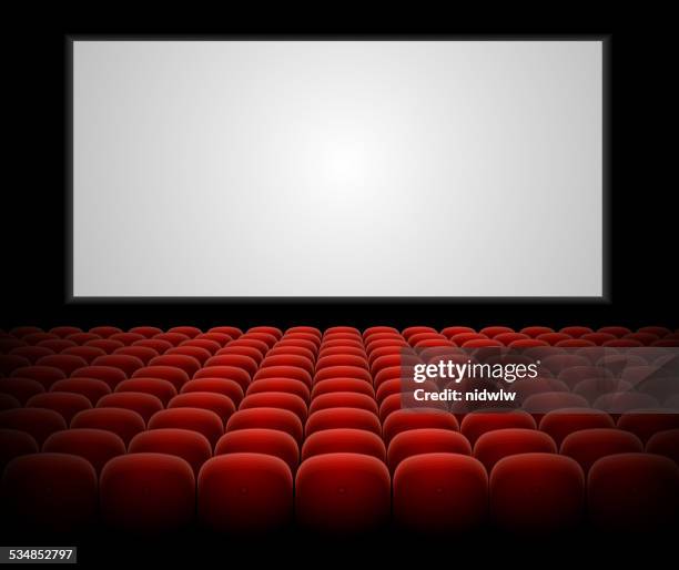 vector cinema auditorium with blank screen - hollywood house stock illustrations