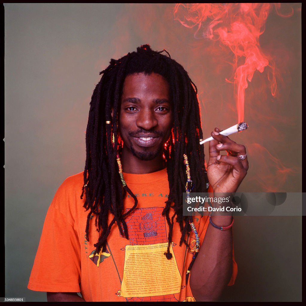 A studio portrait of a Rastafarian holding a joint, 2008. News Photo ...
