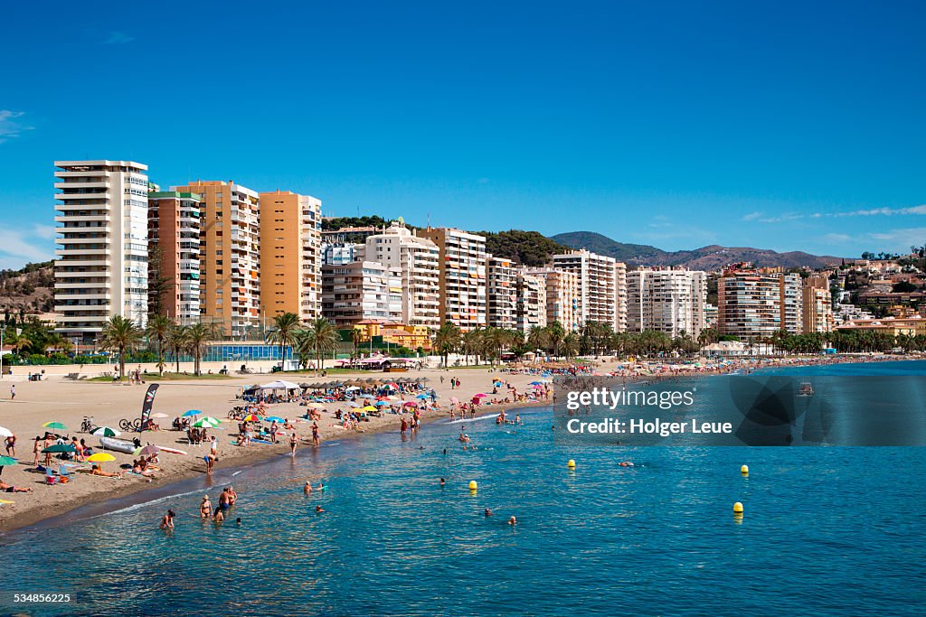 Playa de la Malagueta beach with high-rises