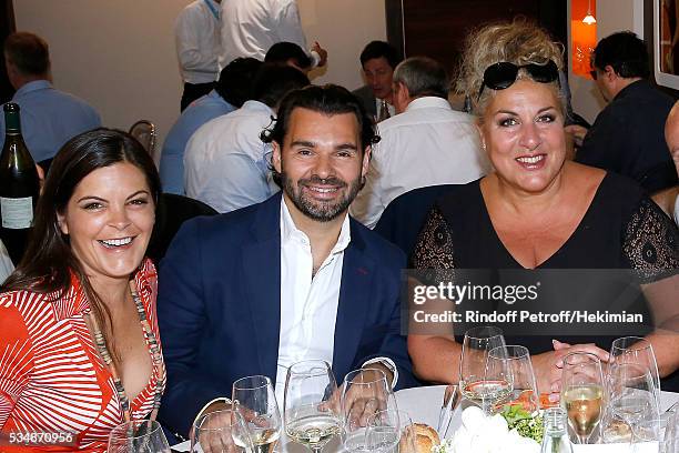 Owner of the Saint-Tropez Biblos, Antoine Chevanne with his wife Daphne and singer Marianne James attend Day Seven of the 2016 French Tennis Open at...