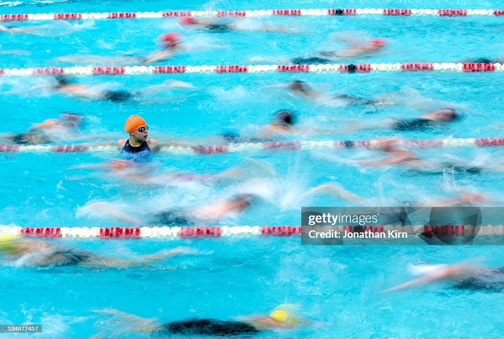 Warm up before a swim meet