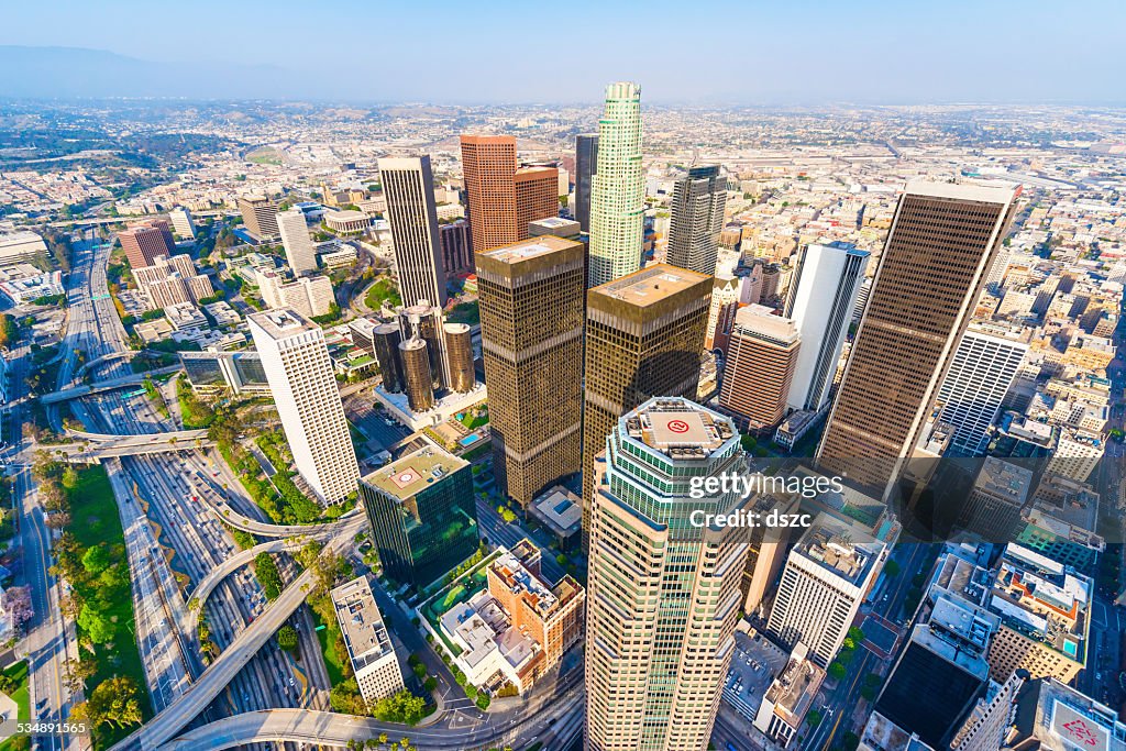 Los Angeles California Downtown Skyscrapers Cityscape Panorama Skyline Aerial