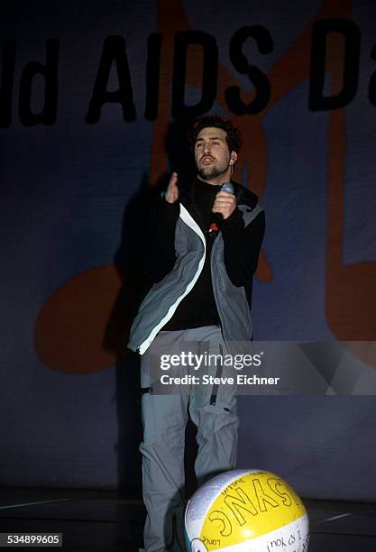 Joey Fatone of N'Sync performs at World Aids Day Benefit Beacon Theater, New York, December 1999.