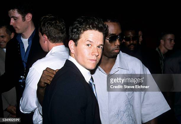 Mark Wahlberg and Sean Combs Puffy Pdiddy at premiere of 'Planet of the Apes,' New York, July 23, 2001.