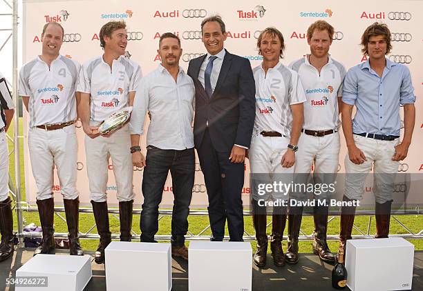 Prince William, Duke of Cambridge, Luke Tomlinson, presenter Tom Hardy, Andre Konsbruck, Director of Audi UK, Mark Tomlinson, Prince Harry and...