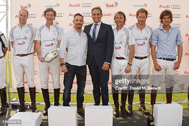 Prince William, Duke of Cambridge, Luke Tomlinson, presenter Tom Hardy, Andre Konsbruck, Director of Audi UK, Mark Tomlinson, Prince Harry and...