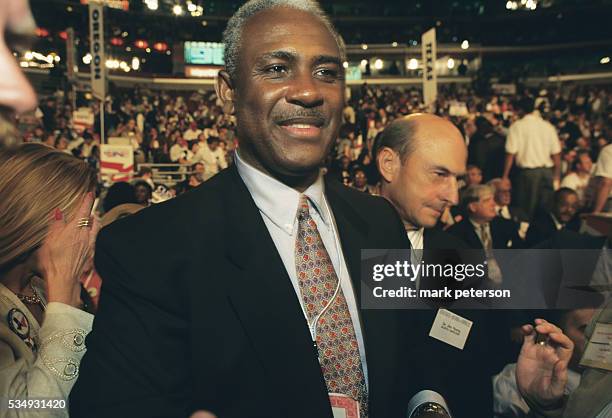 Former mayor of Charlotte, North Carolina, Harvey Gantt at the 1996 Democratic convention. Gantt ran for seante against Jesse Helms.