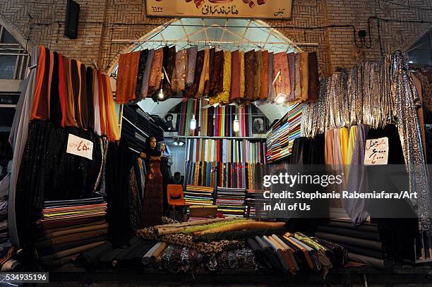 Iran, Shiraz, indoor textile market place