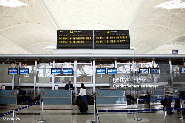 The check-in desk of the new Erbil International Airport. A recent oil boom in the semi-autonomous region of Iraqi Kurdistan has seen the influx of...