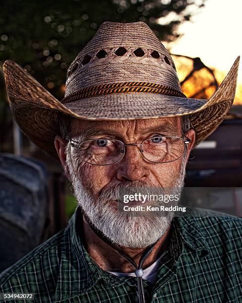 farmer wearing straw hat - cowboy hat stock pictures, royalty-free photos & images