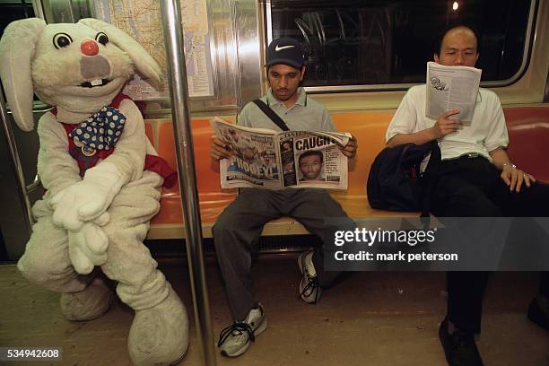 Richard Concepcion wearing his Rapid T. Rabbit character's costume on a subway train. Furries are people who identify with animals or animal...