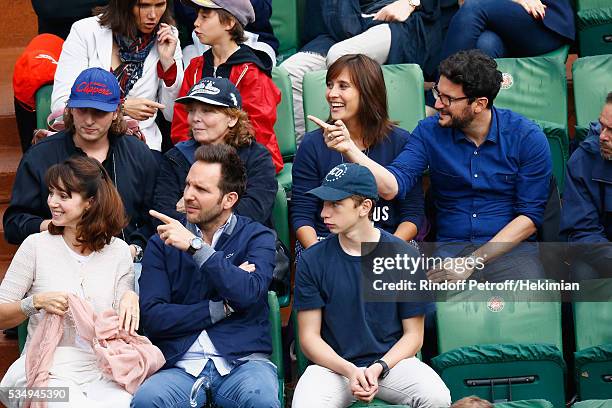 Christophe Michalak, Delphine McCarty, Sacha Sperling, Diane Kurys, Julie de Bona and guest attend the Jo Wilfied Tsonga match during the French...