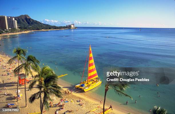 waikiki, oahu, hawaii, usa - waikiki beach stock pictures, royalty-free photos & images