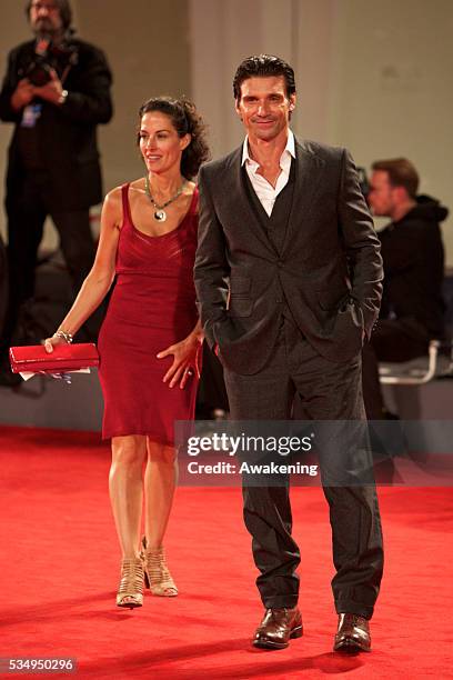 Frank Grillo and Wendy Moniz arrive for the 69th Venice Film Festival